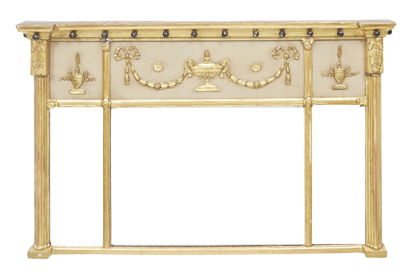Neoclassical Style Giltwood Mirror: Height 27 inches, width 43 inches.