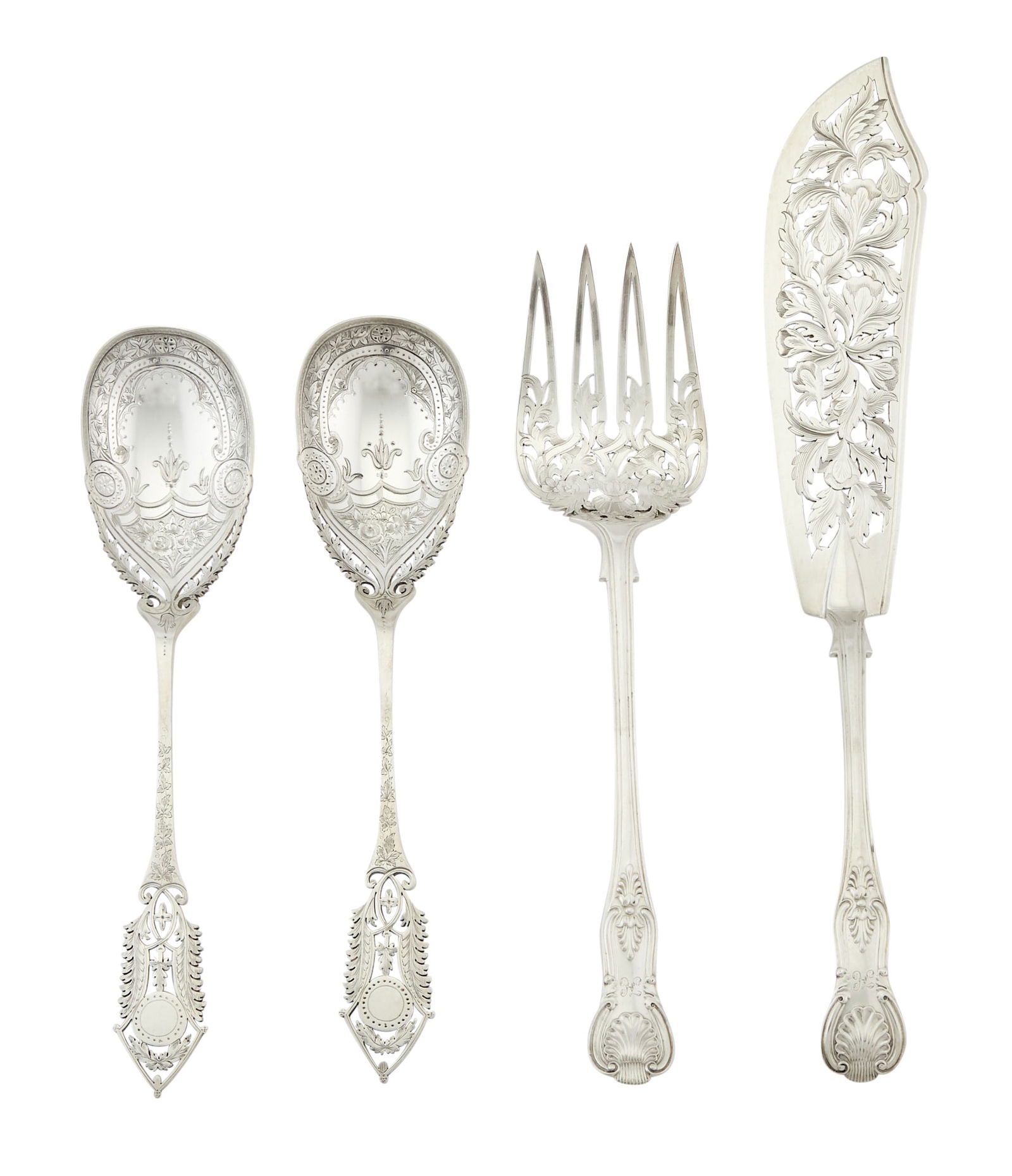 Pair of Victorian Sterling Silver Fish Servers George Adams, London, 1852 (1 of 2)