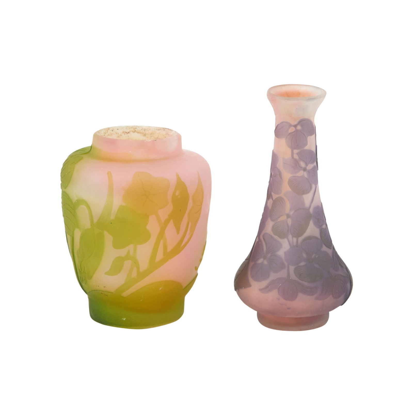 Two Gallé Acid Etched-Cameo Glass Miniature Vases Early 20th century (1 of 3)
