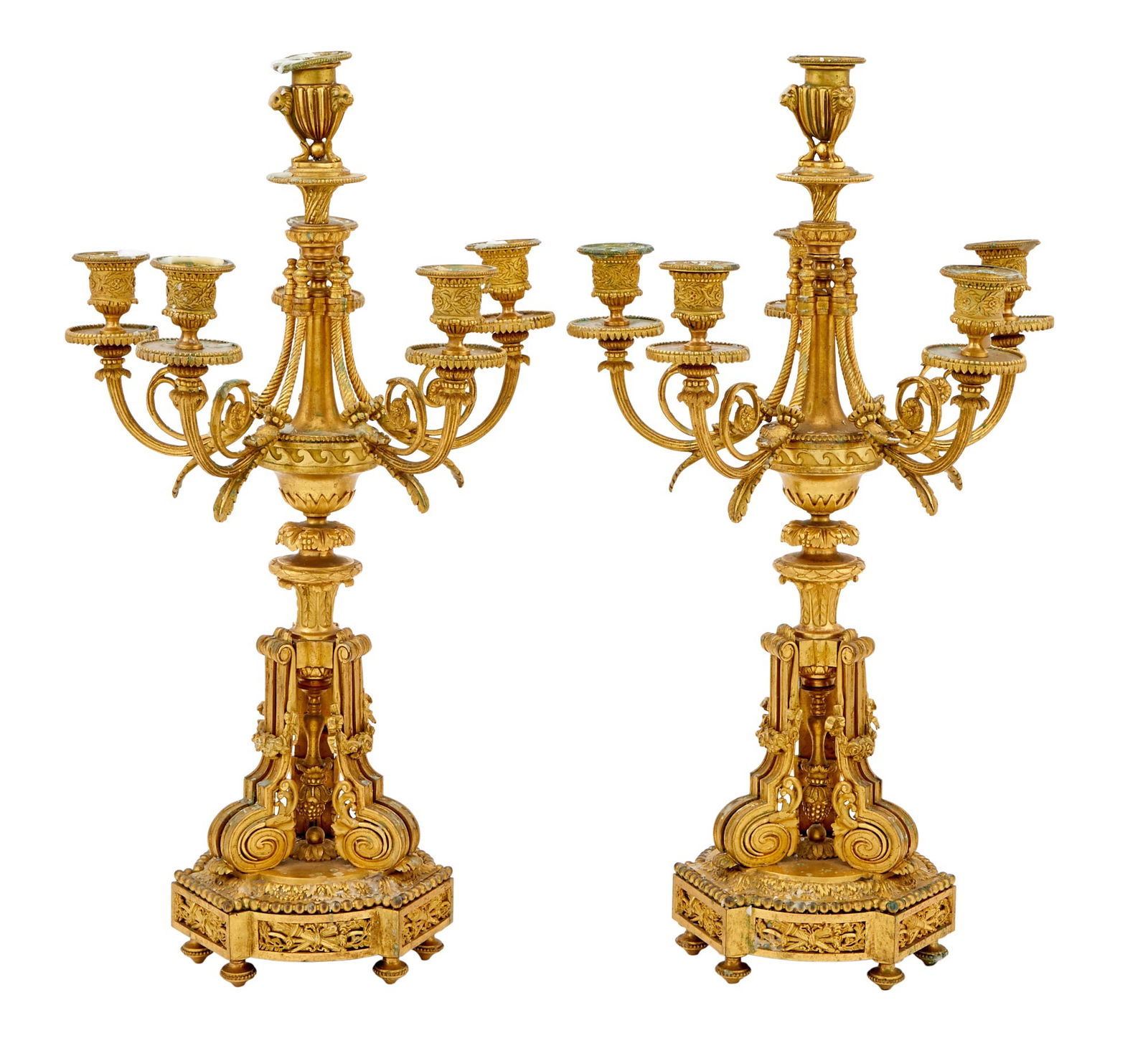Pair of Louis XVI Style Gilt-Bronze Six-Light Candelabra (1 of 3)