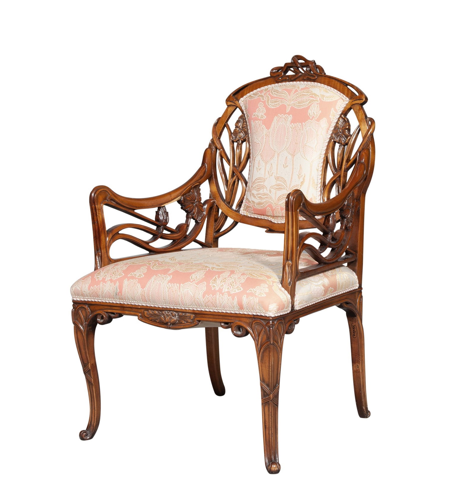 Art Nouveau Style Walnut Armchair Medea, Italy, Liberty Collection (1 of 5)