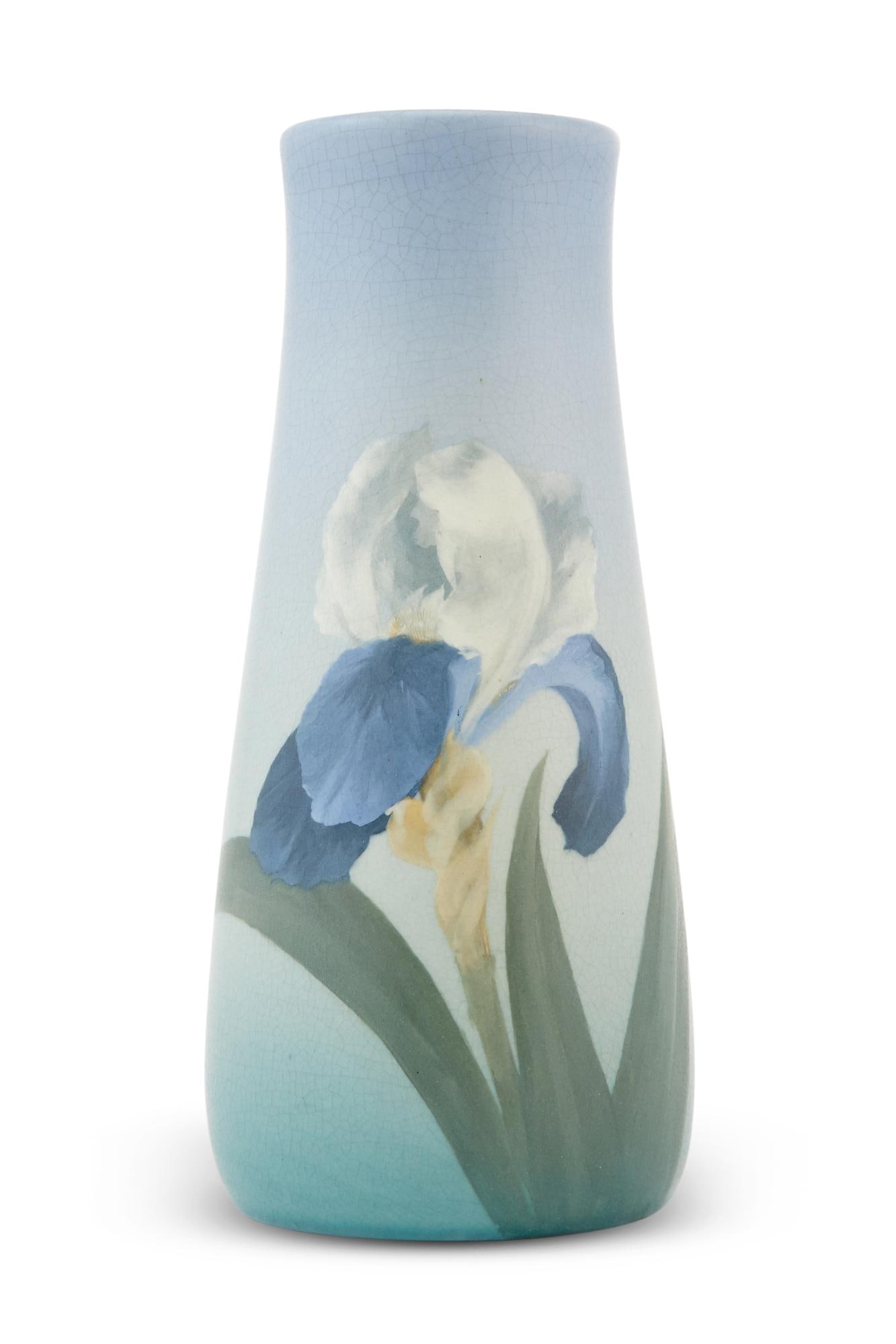 Rookwood Pottery Vellum Glaze Iris Vase Decoration attributed to Carl Schmidt, shape no. 950 D, 1906 (1 of 1)