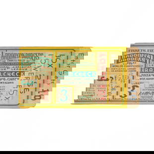 Baseball 1941 Brooklyn Dodgers Game 3 World's Championship Ticket Stub: Estate / Collection: The Estate of John E. Finnerty Jr. 1941 Brooklyn Dodgers World Series game 3 ticket stub, some minor paper thining evident on the lower reverse, not visible from the front, with n
