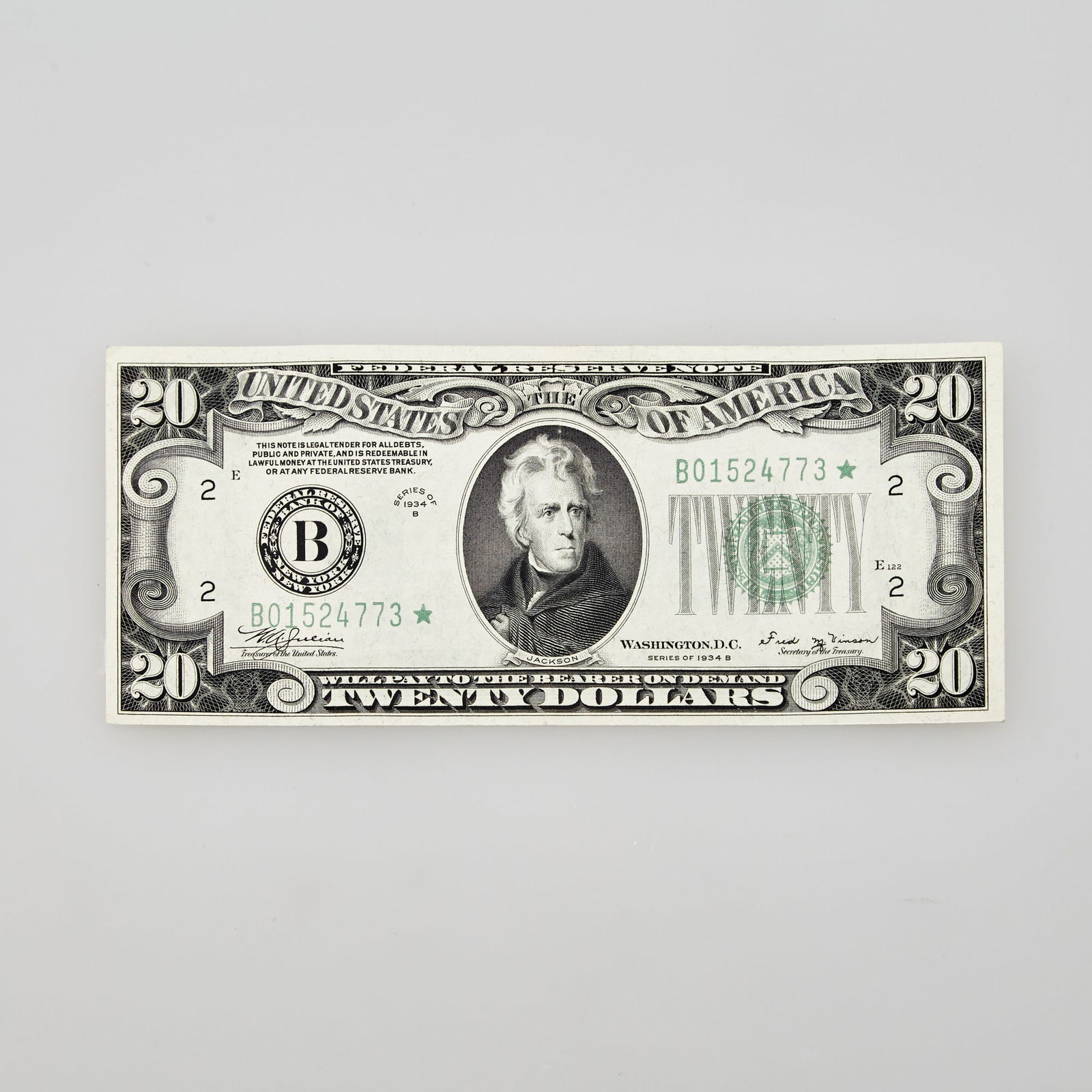United States 1934 B $20 Federal Reserve STAR Note Fr 2056-B (1 of 2)