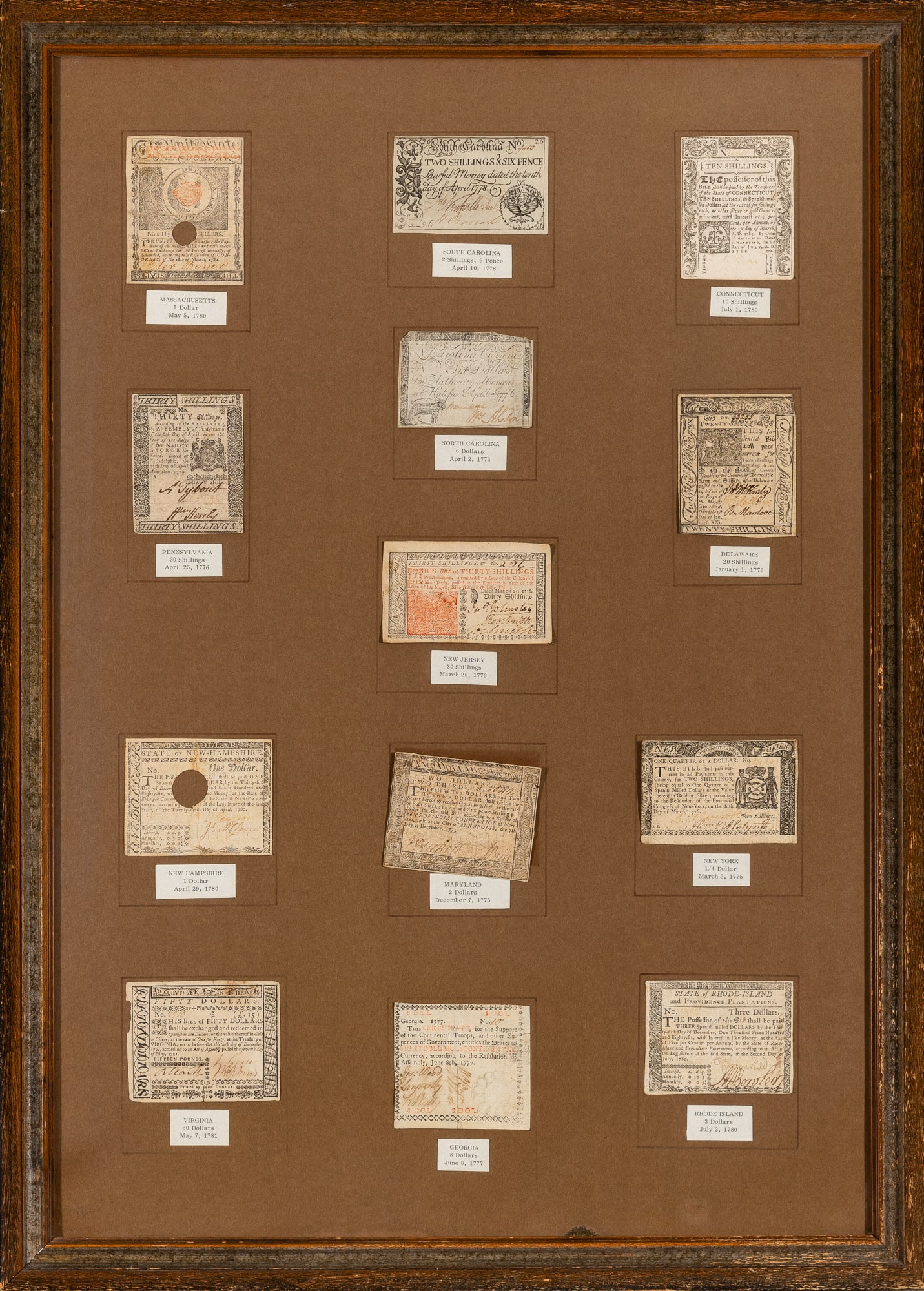 Colonial Currency Framed Notes of the States (1 of 1)