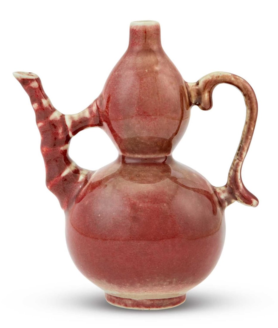 A Chinese Peachbloom Glazed Porcelain Double Gourd Ewer Qing Dynasty (1 of 6)