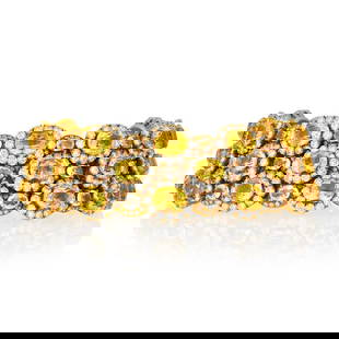 Marina B Gold, Stainless Steel, Citrine, Quartz and Diamond Choker Necklace, France: Estate / Collection: The Estate of a Park Avenue Lady 18 kt., 34 oval citrines, 35 oval quartz, 408 round diamonds ap. 74.75 cts., 306 round diamonds ap. 8.50 cts., signed Marina B, MB France, no. B48