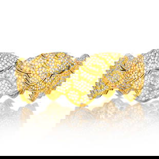Gold, Steel and Diamond Choker Necklace: Estate / Collection: The Estate of a Park Avenue Lady Round diamonds ap. 39.50 cts., gold-plated steel inner lining, ap. 176.6 dwts. gross. Inner circle 11 1/2 inches.
