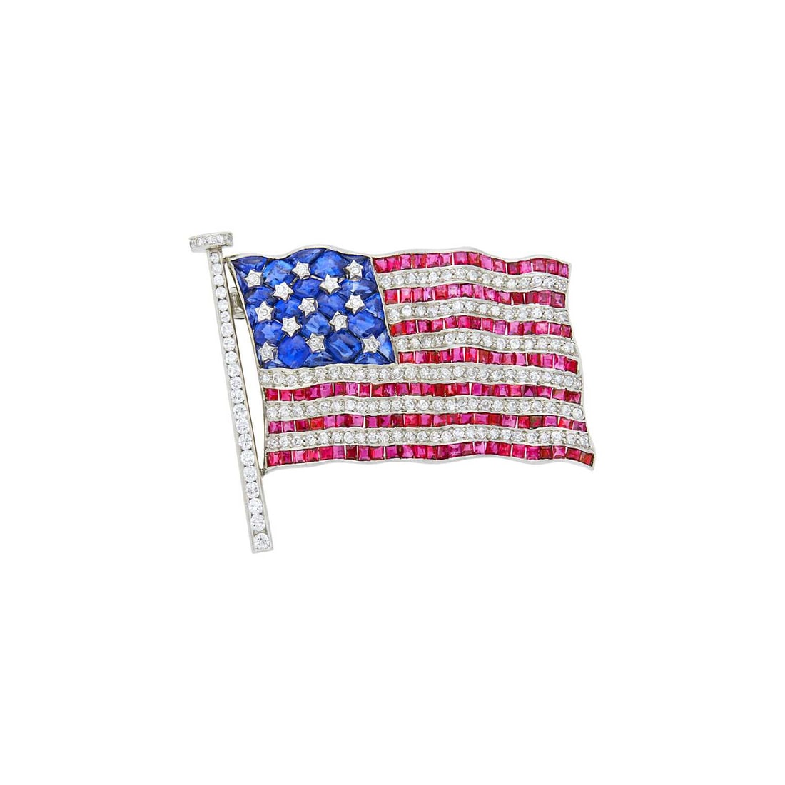 Platinum, Diamond, Ruby and Sapphire Flag Pin (1 of 2)