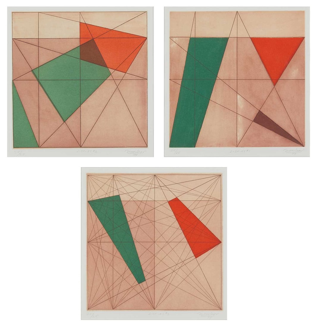 Jack Tworkov (1900-1982): Estate / Collection: An Important Private Collection from a Prominent Southern Family L-SF-ES #1; L-SF-ES #2; L-SF-ES #3 Three color etchings and aquatints, 1979, on wove paper, signed, dated, titled