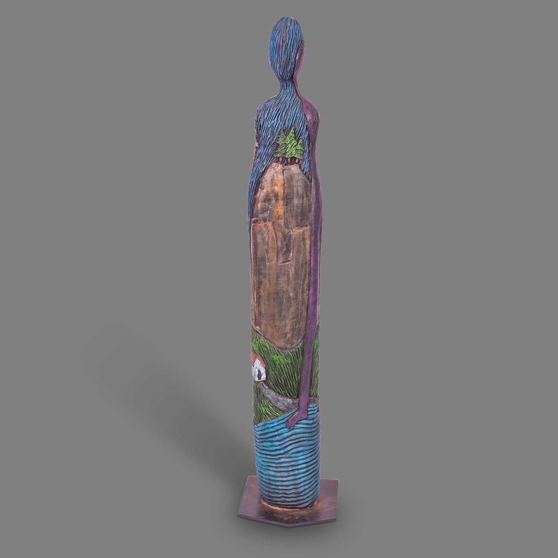 Christine Federighi: American, 1949-2006 Walking Through Streams and Valley, 1988 Signed and dated Federighi 88 near the base; also inscribed as titled Ceramic and acrylic Height 63 inches (160 cm) Provenance: Sale, Bonha