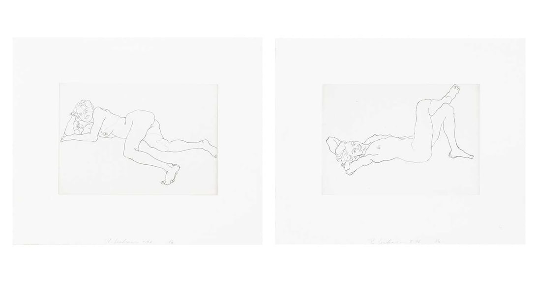 Robert Graham (1938-2008): Estate / Collection: From the Collection of a New York Family UNTITLED (NUDE) Two intaglio lithographs, 1996, on wove paper, signed, dated 2.96 and numbered 1/3 in pencil, with full margins, framed. P