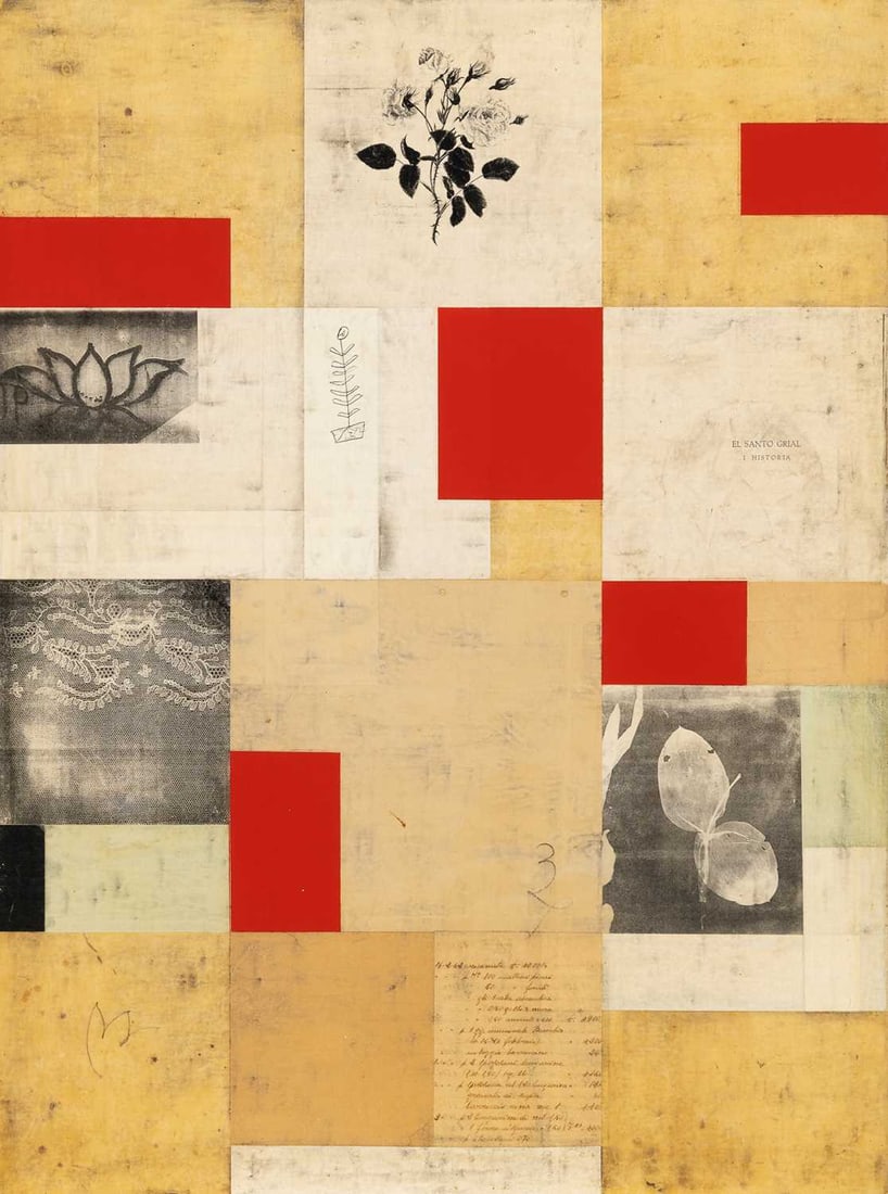 Robert Kelly: American, b. 1956 Ledger Botanica XII, 1997 Signed and dated © Robert Kelly 1997 on the reverse; also inscribed as titled Mixed media on canvas 35 x 26 inches (88.9 x 66 cm) Unframed