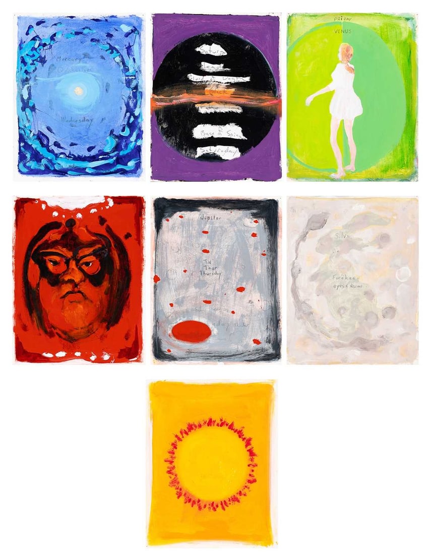 Verne Dawson: American, b. 1961 The Days of the Week (Sunday, Monday, Tuesday, Wednesday...), 2005: Seven Oil on paper laid to panel Each 14 x 11 inches (35.6 x 27.9 cm) Provenance: Gavin Brown's Enterprise, New Yo