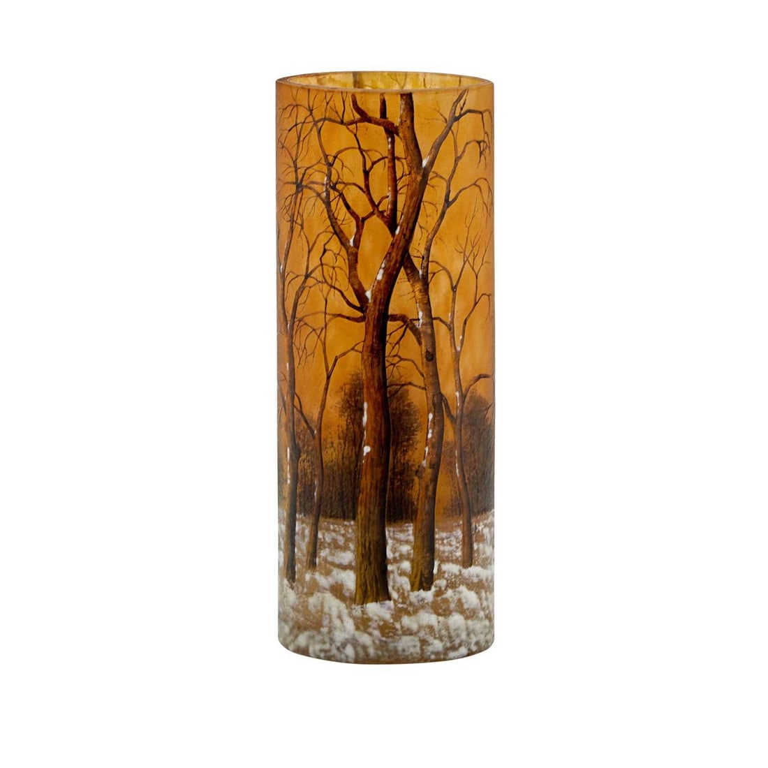 Daum Art Nouveau Acid-Etched and Enameled Glass Winter Landscape Vase Circa 1900 (1 of 4)