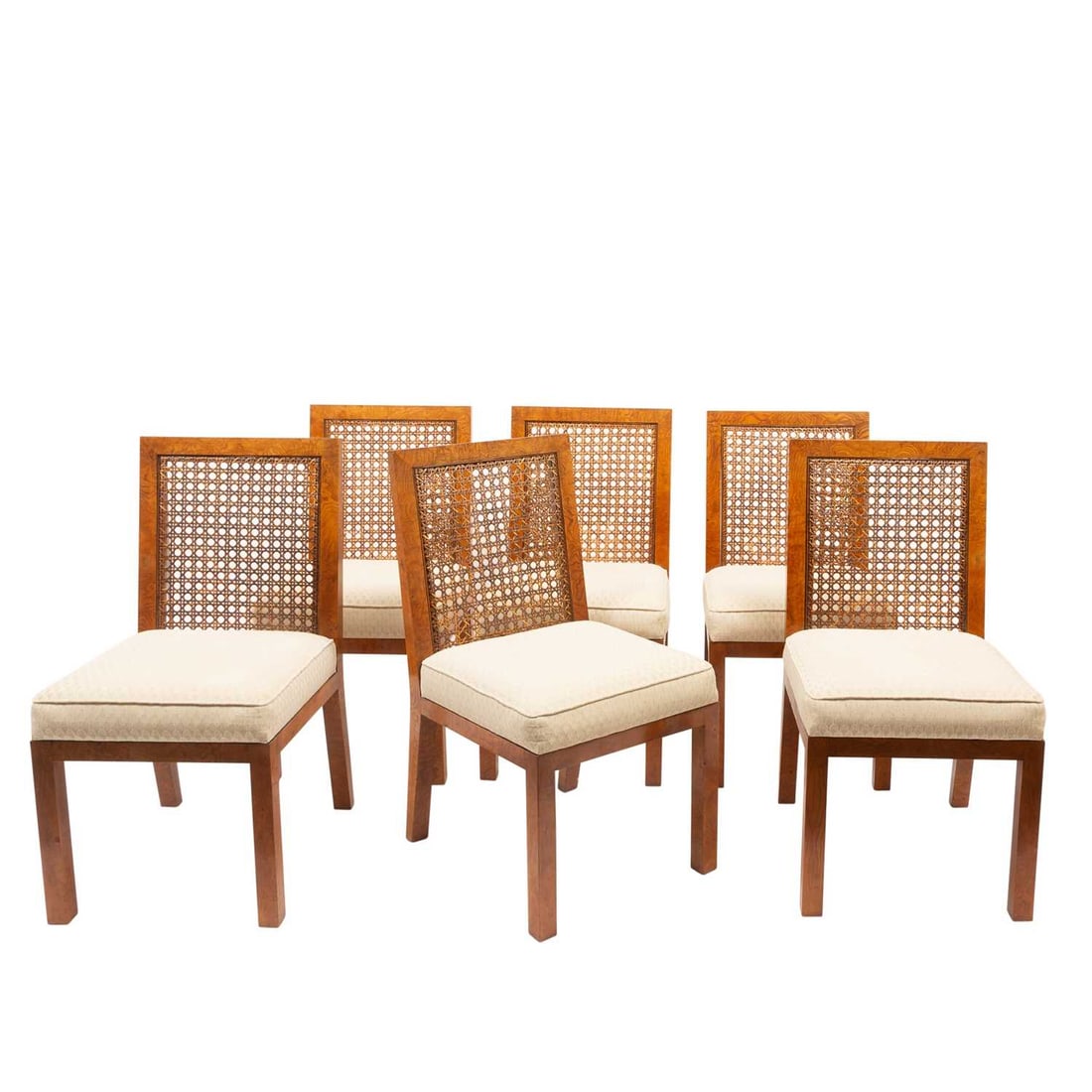Set of Six John Widdicomb Caned and Burlwood Dining Chairs 20th Century (1 of 7)