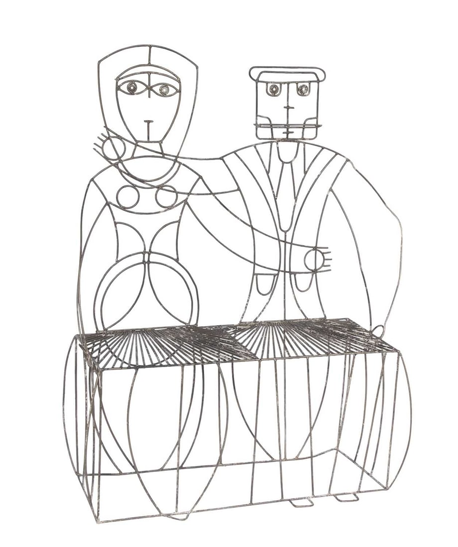 John Risley Welded Steel Rod "Monsieur/Madame" Bench 1960s (1 of 5)