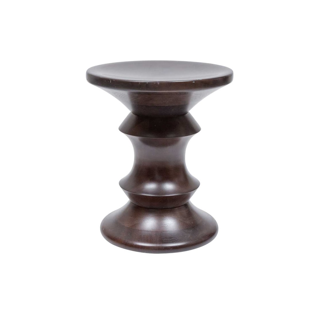 Charles and Ray Eames Walnut "Time Life" Stool Recent reissue: Height 15 inches, diameter 13 inches.