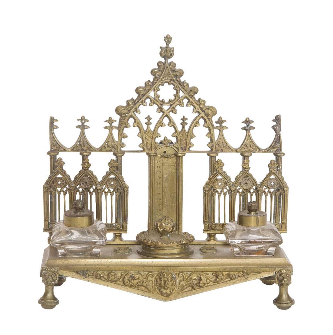 French Gothic Revival Gilt-Bronze Desk Stand (1 of 3)