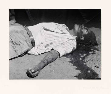 Manuel Alvarez Bravo Striking Worker Murdered: BRAVO, MANUEL ALVAREZ (1902-2002) Obrero en huelga, asesinado (Striking worker, murdered), 1934, printed 1974. Gelatin silver print, 7 7/16 x 9 5/8 inches (188 x 245 mm), dry-mounted on recessed card