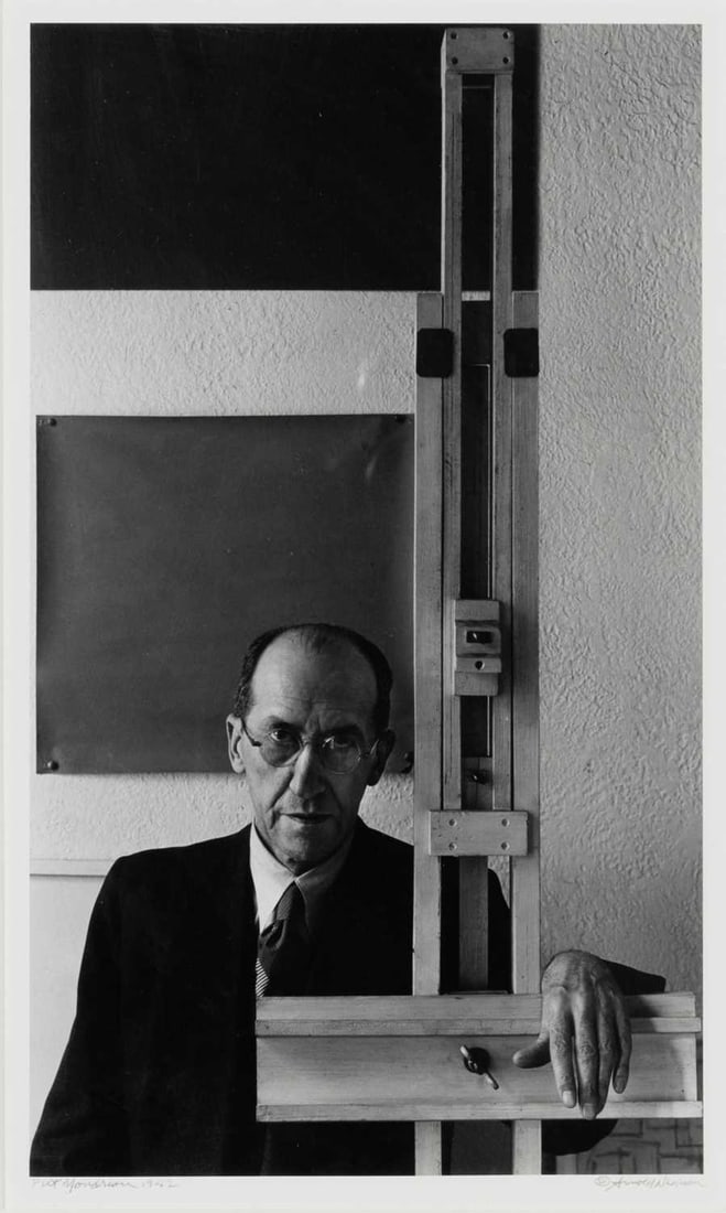 Arnold Newman. Piet Mondrian, 1942: Estate / Collection: Property from the Collection of Rosa and Aaron Esman NEWMAN, ARNOLD (1918–2006) Piet Mondrian, 1942, printed later. Gelatin silver print, 12 3/4 x 7 1/2 inches (325 x 191 mm