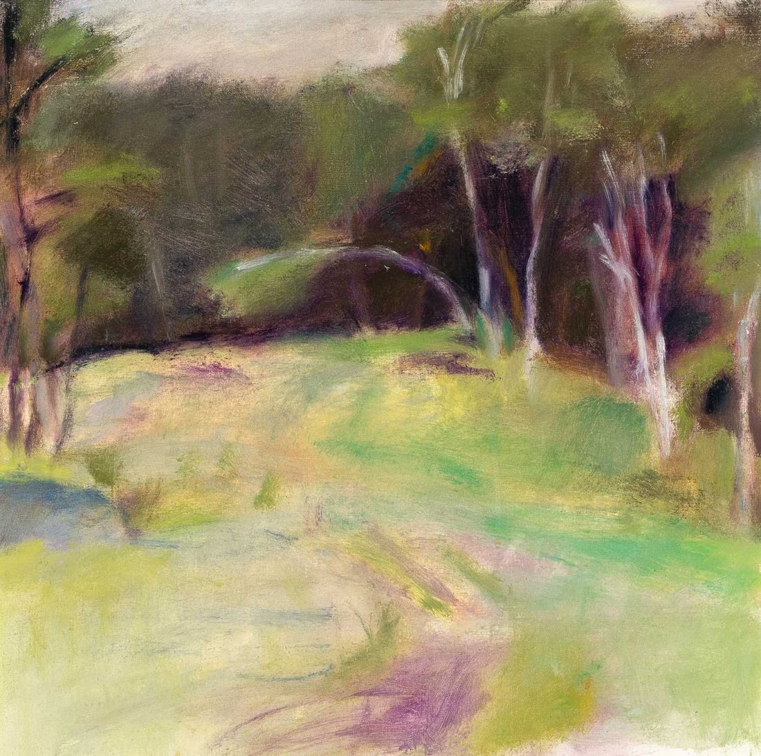 Wolf Kahn: German/American, 1927-2020 Birches, circa 1977 Signed W. Kahn (ll) Oil on canvas 20 x 20 inches (50.8 x 50.8 cm) Provenance: Ameringer Yohe Fine Art, New York Doyle, New York, Apr. 20, 2021, lot 1041