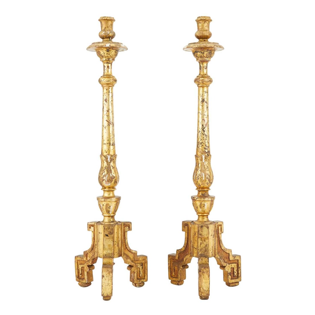 Pair of Baroque Style Giltwood Candlesticks: Estate / Collection: Collection of Peter van Hattum and Harold Simmons Height 27 1/2 inches.