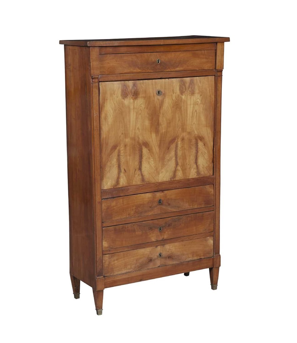Biedermeier Fruitwood Fall Front Cabinet: Estate / Collection: Collection of Peter van Hattum and Harold Simmons Height 59 inches, width 14 3/4 inches, depth 35 inches.