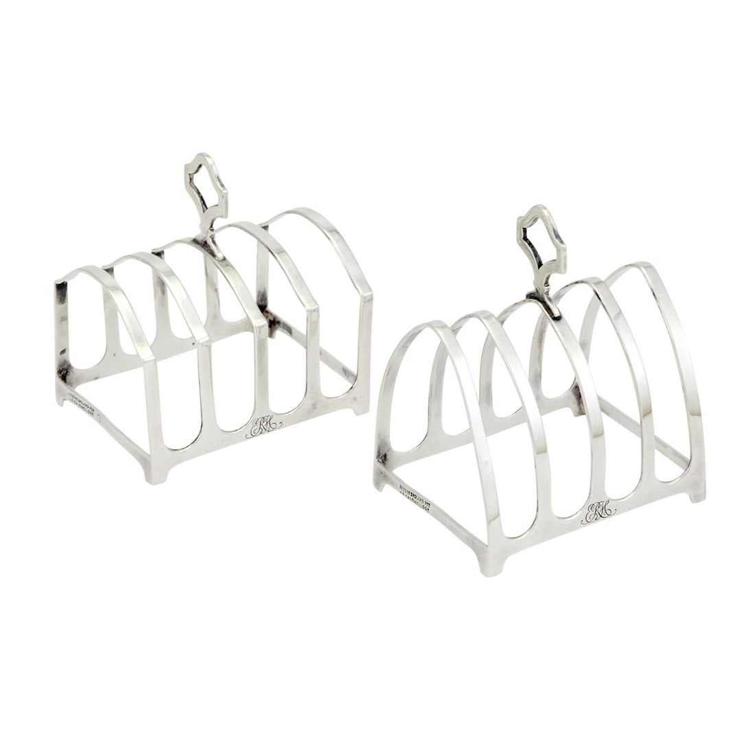 Two George V Sterling Silver Toast Racks Adie Bros., Birmingham, 1928: Length of each 3 inches, total approximately 3 ounces.