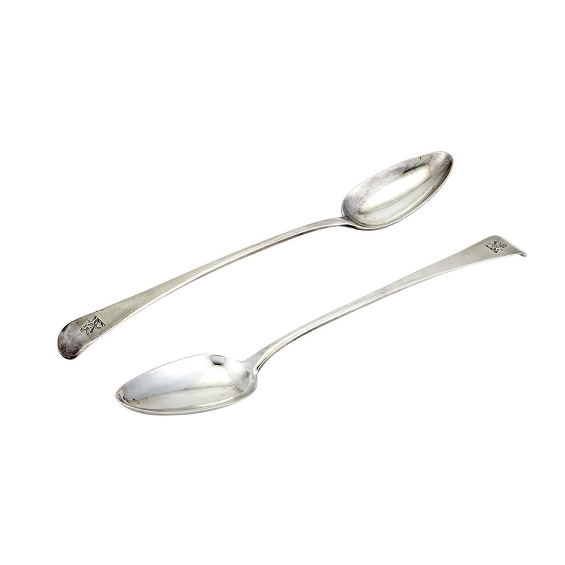Pair of George III Sterling Silver Stuffing Spoons Samuel Hennell, London, 1815: Length 11 1/2 inches, total approximately 7 ounces.
