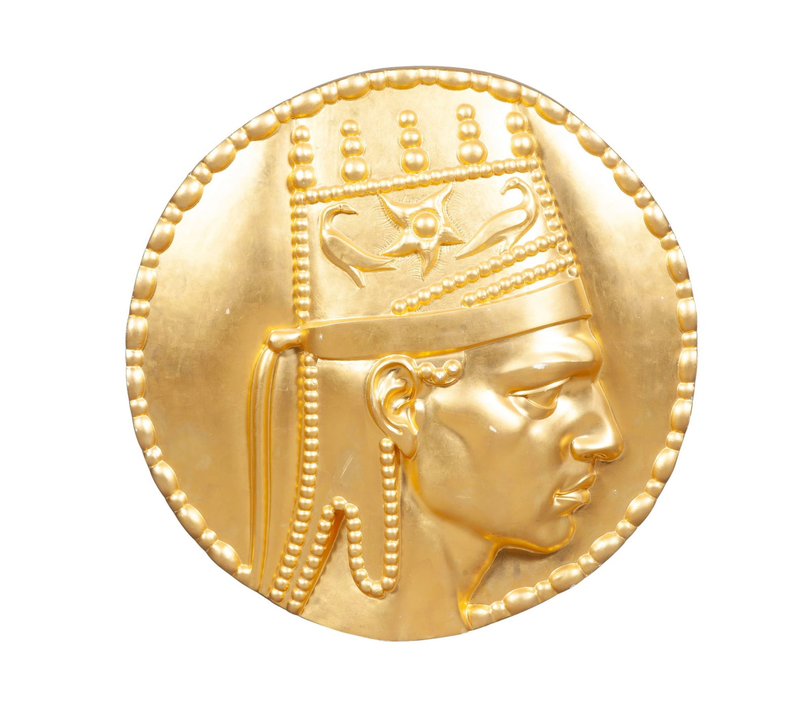 Large Art Deco Style Gilt Plaster Medallion Sculpture Zadik Zadikian, "Tigran the Great", 1980 (1 of 3)