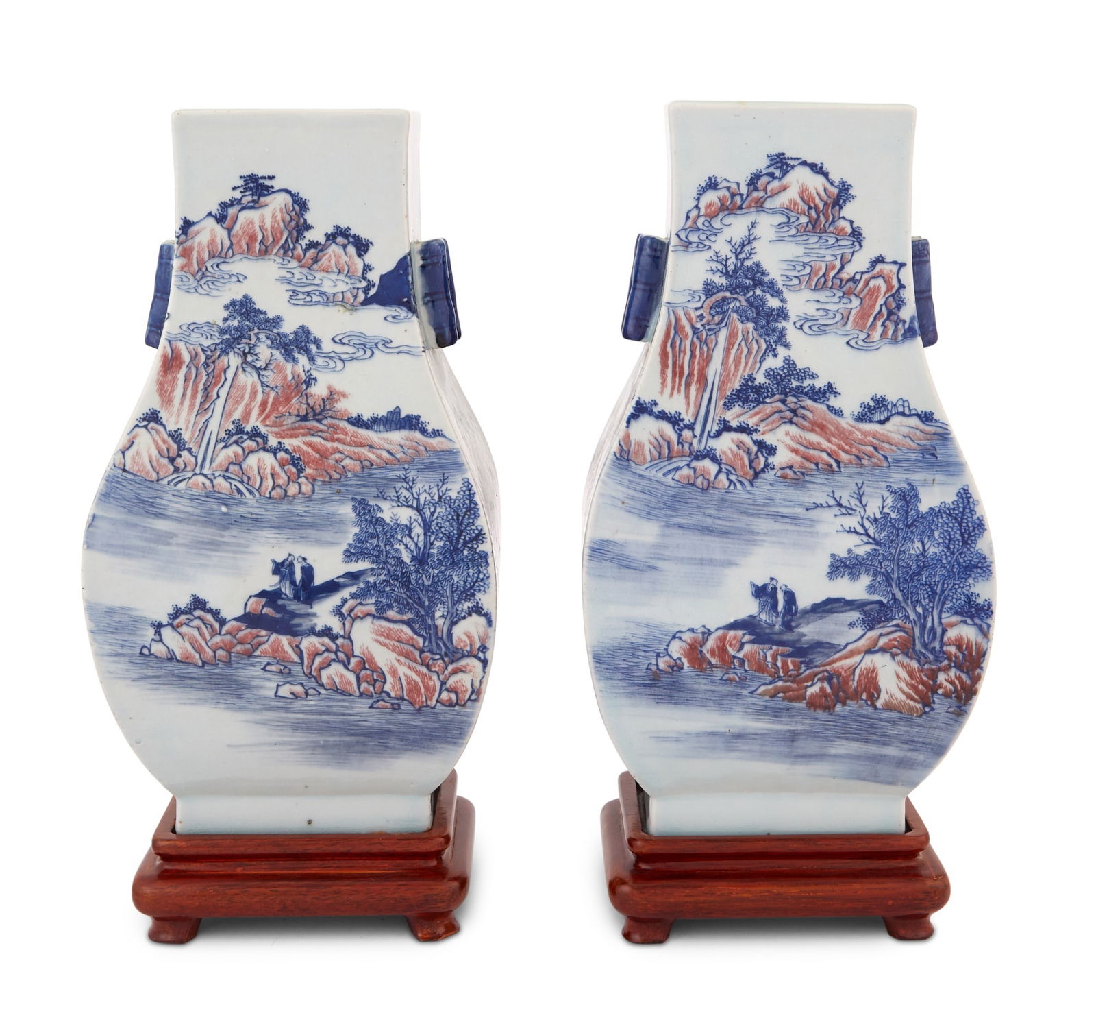A Pair of Chinese Blue and White and Copper Red Porcelain Vases 20th century (1 of 3)