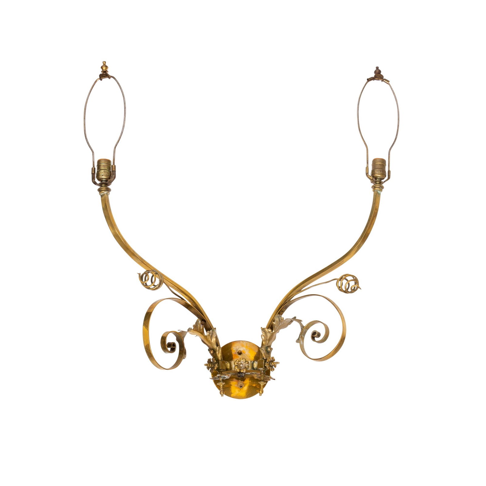 Pair of Large Victorian Two-Light Brass Sconces (1 of 5)