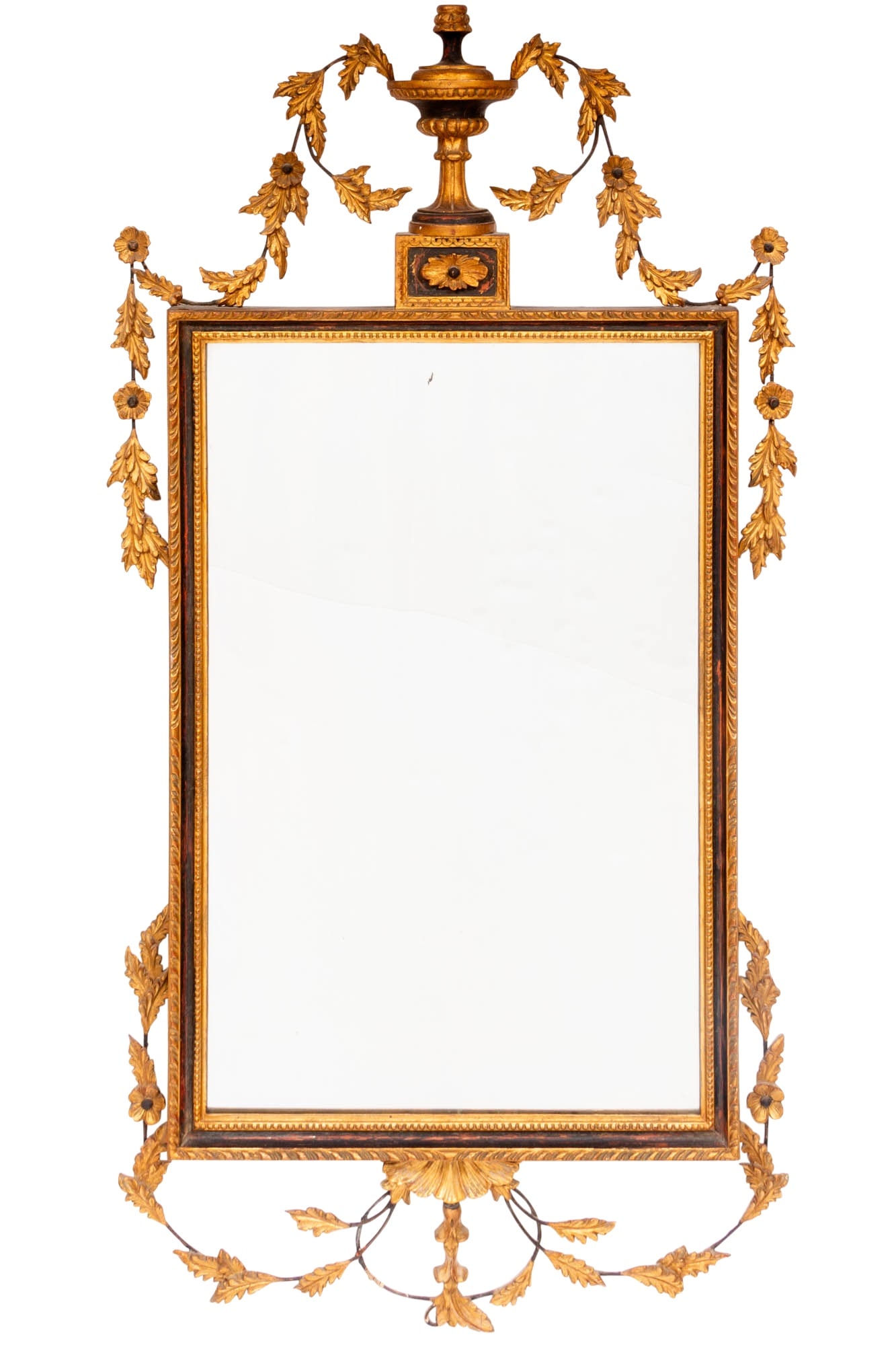 George III Style Parcel Gilt Mirror: Height 58 inches, width 29 inches.