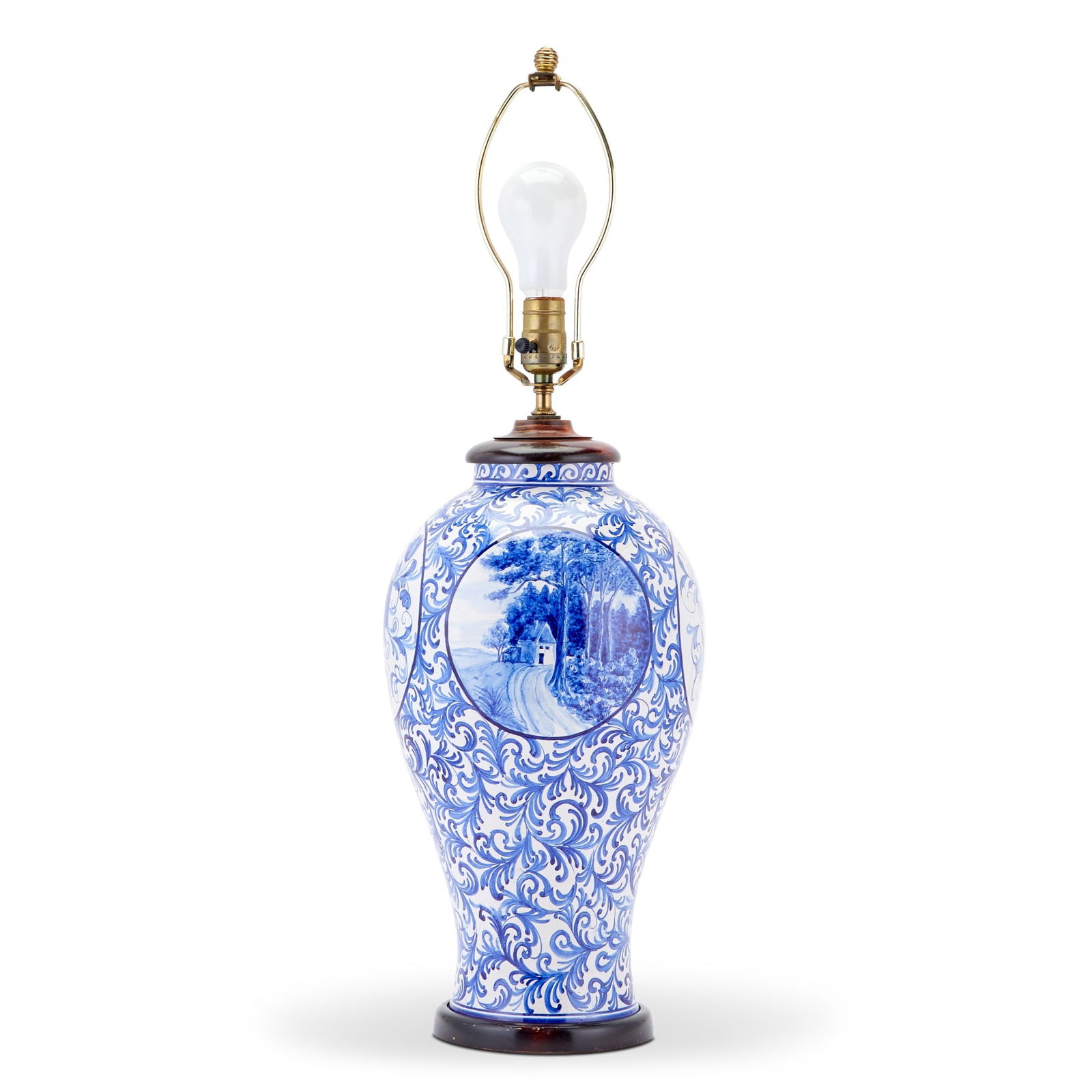 Pair of Delft Style Blue and White Vases as Lamps (1 of 2)