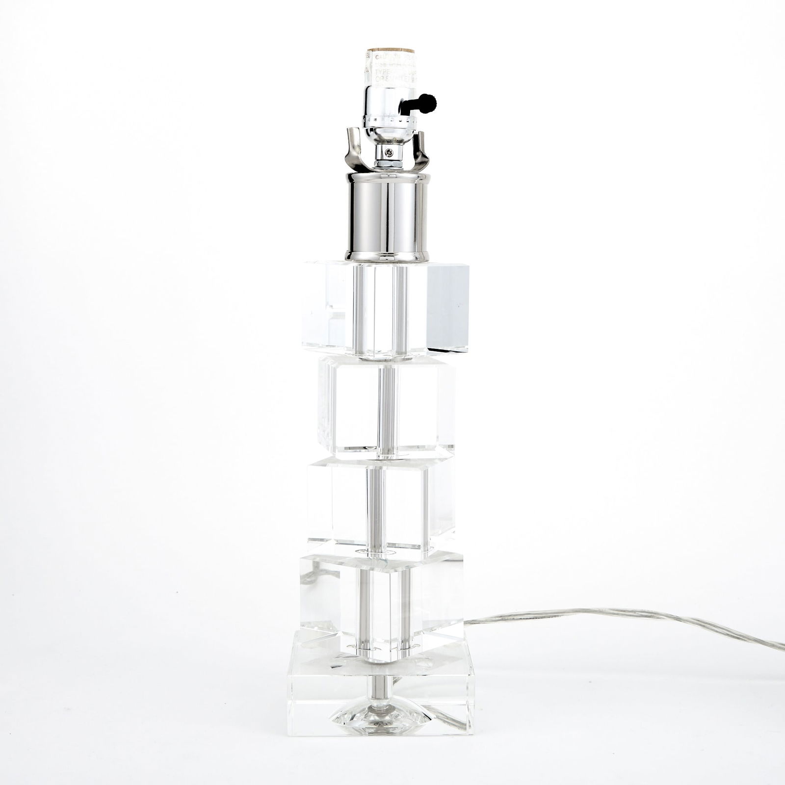 Group of Four Modern Lamps: Comprising an acrylic "bubble" pair, height 20 inches; and a glass pair, height 12 inches.