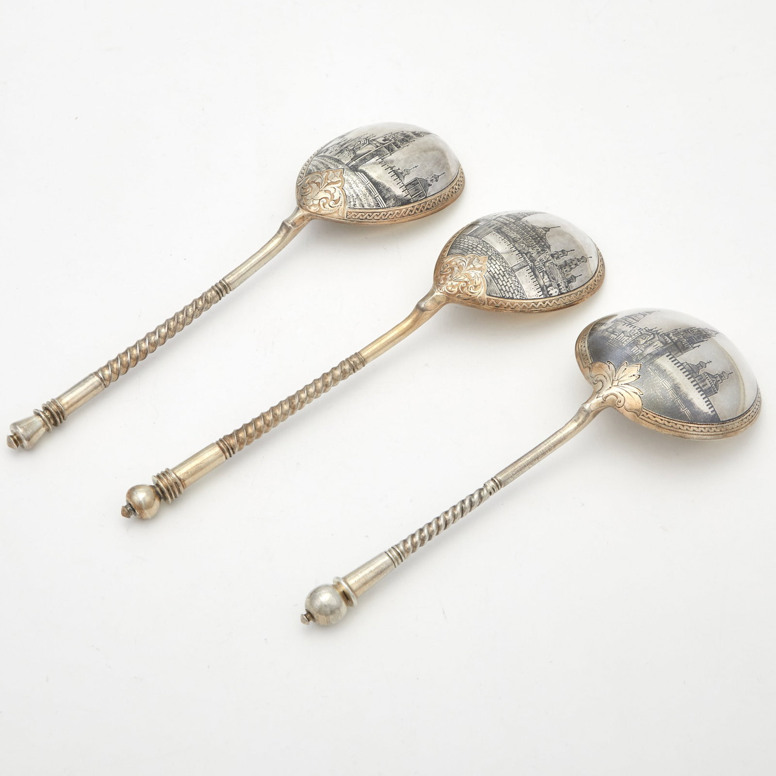Three Russian Silver-Gilt and Niello Spoons (1 of 3)
