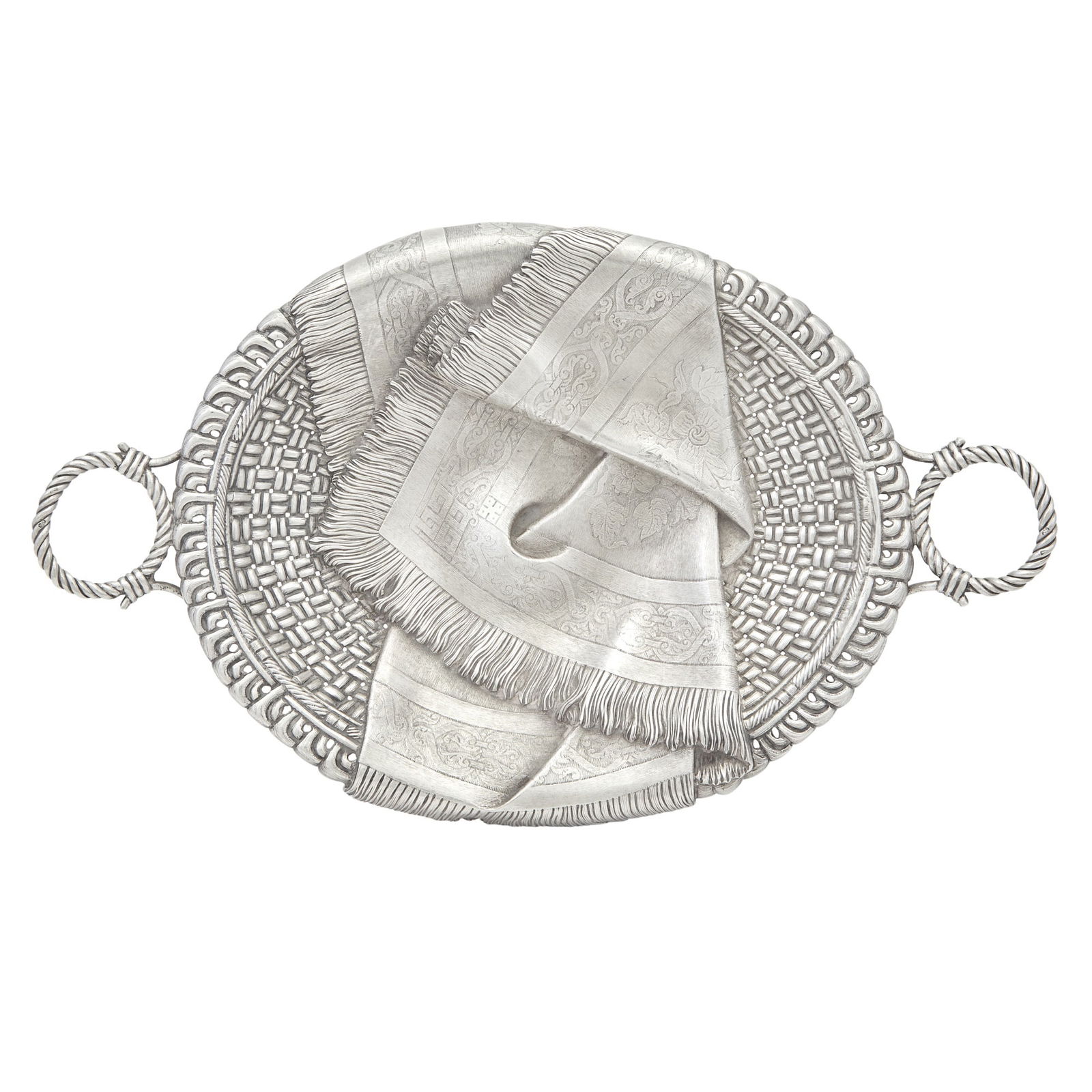 Russian Silver Trompe l’oeil Two-Handled Basket (1 of 2)