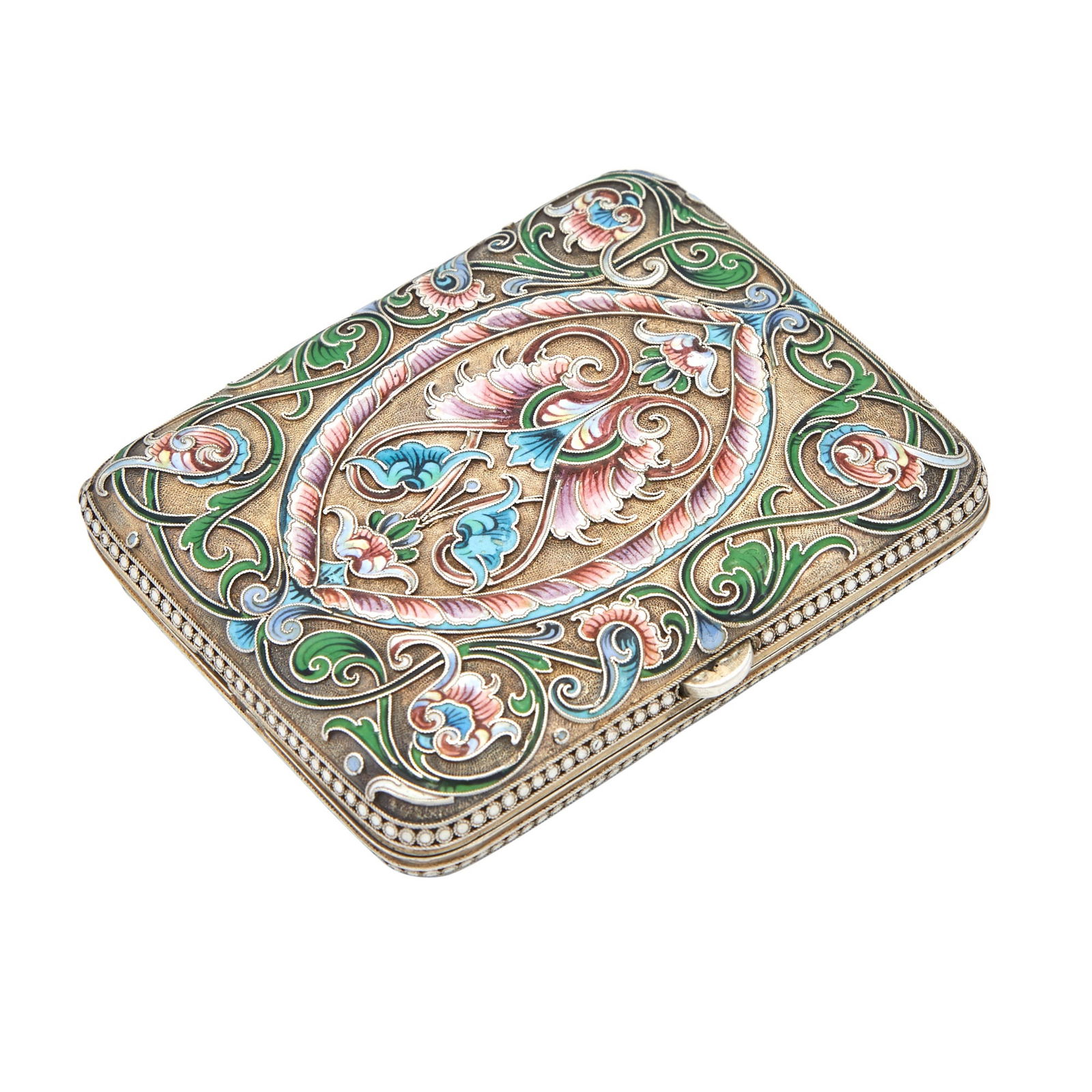 Russian Silver, Cloisonné and En Plein Enamel Cigarette Case (1 of 3)
