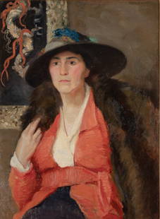 Joseph Rodefer DeCamp: American, 1858-1923 Portrait of a Lady with a Fur Shawl Signed JOSEPH-DE-CAMP (ur) Oil on canvas 30 x 22 inches (76.2 x 55.9 cm) Provenance: Sale, Phillips de Pury & Co., Jan. 26, 1998, lot 127 Fr