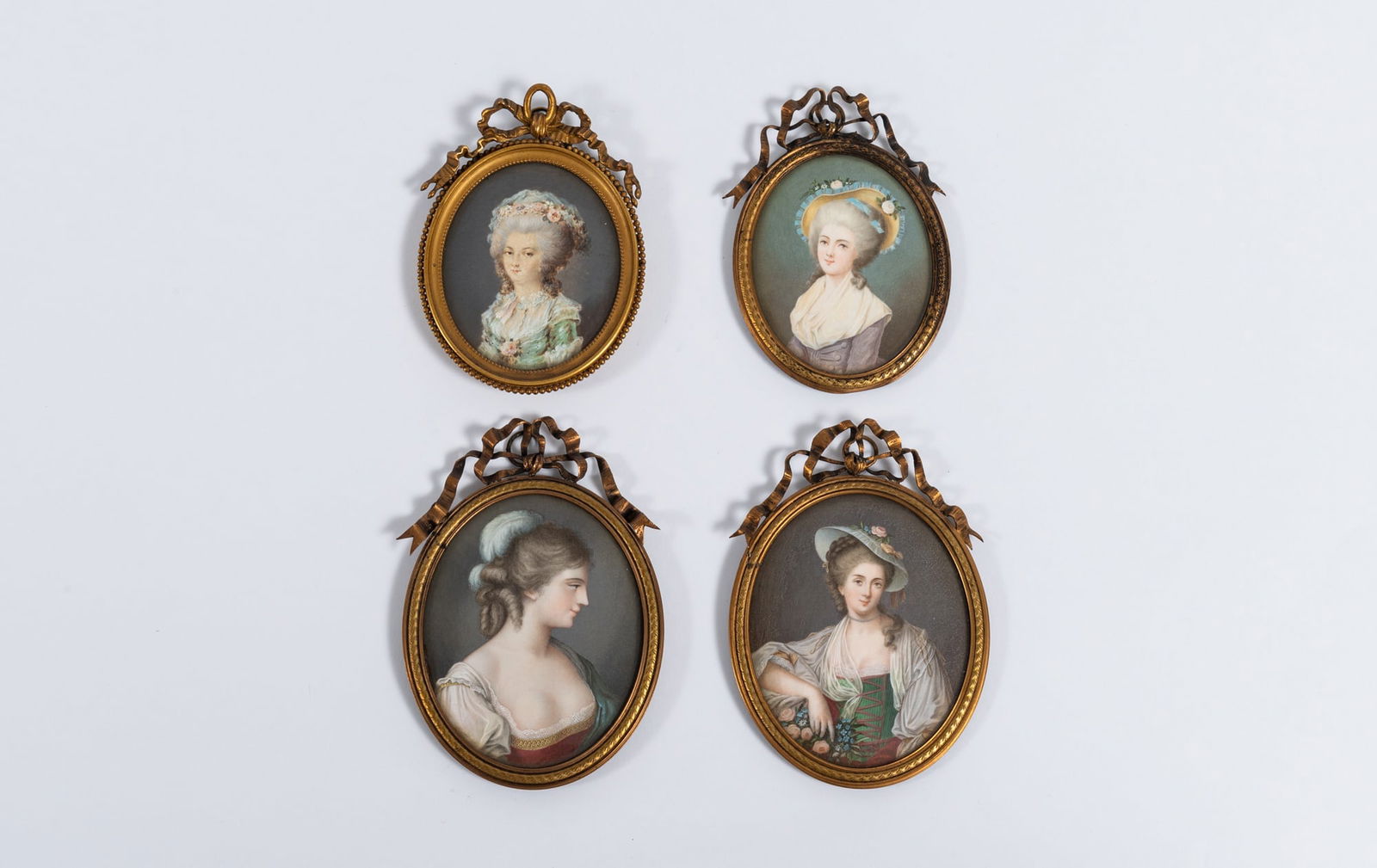 Four Oval Watercolor Portrait Miniatures (1 of 2)