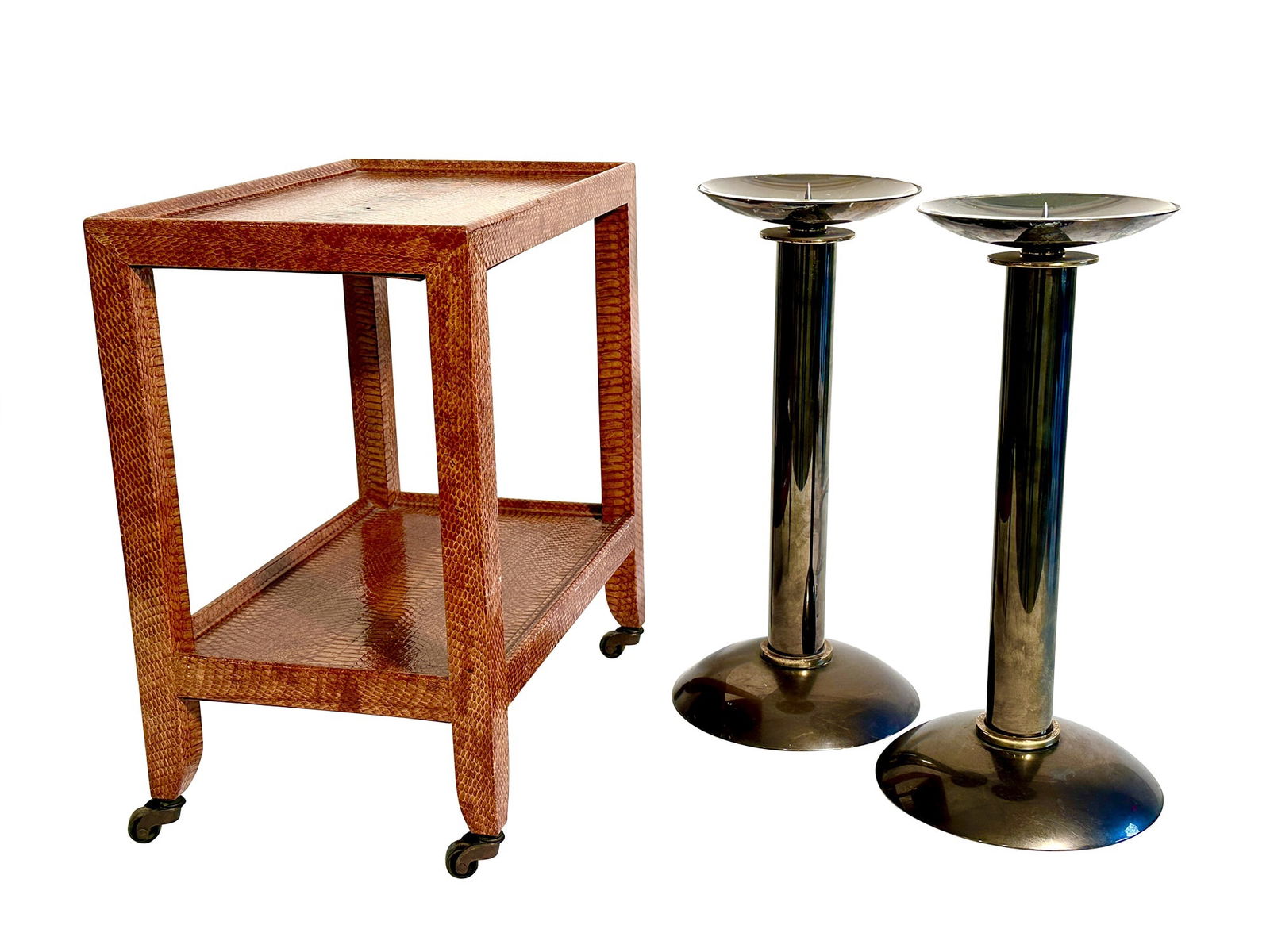 Attributed to Karl Springer Snakeskin Telephone Table (1 of 6)