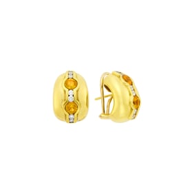 Barry Kieselstein-Cord Pair of Gold, Yellow Beryl and Diamond Earrings