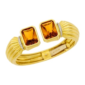 Gold and Citrine Bangle Bracelet