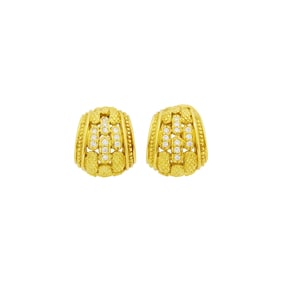 Judith Ripka Pair of Gold and Diamond Earrings