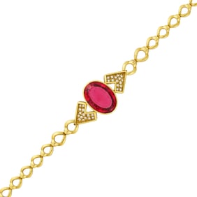 Gold, Rubellite and Diamond Bracelet
