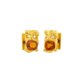 Ruser Pair of Gold, Citrine and Diamond Cufflinks