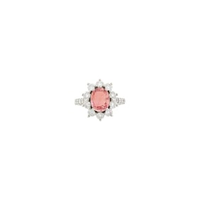 White Gold, Padparadscha Sapphire and Diamond Ring