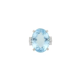 White Gold, Aquamarine and Diamond Ring