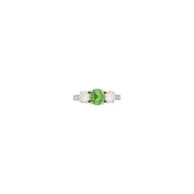 Tiffany & Co. Platinum, Gold, Demantoid Garnet and Diamond Ring